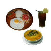 Combo Caldo De Pescado y Huevos Fritos